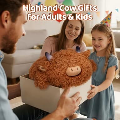 Mewaii 4 Lbs Weighted Stuffed Animals - Heavy Belly & Limbs, 23" Highland Cow Plush for a Realistic Hug, Super Soft Fluffy Plush Toy for Kids and Adults - Image 7