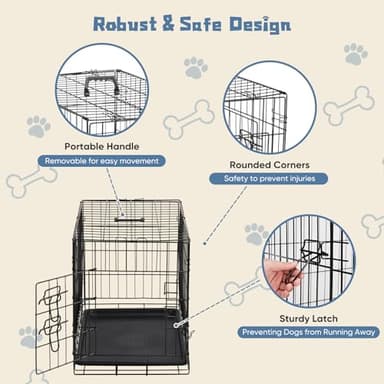 DUMOS Dog Crate, 30 Inch Medium Single Door Dog Cage with Divider Panel and Plastic Leak-Proof Pan Tray, Folding Metal Wire Pet Kennel for Indoor, Outdoor, Travel - Image 3