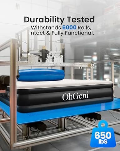 OhGeni Queen Air Mattress with Built in Pump, Inflatable Mattress Blow Up Bed 18 Raised Comfort,Upgraded Surface Portable Mattress, Air Bed for Camping, Home and Guest, Colchone Inflable, 650 lbs Max - Image 5