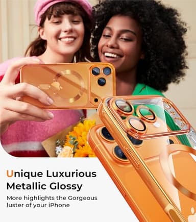 CHICLADY for iPhone 17 Pro Max Case with 1X Screen Protector, [Compatible with MagSafe] [Integrated Camera Protection], Non Yellowing Slim Cute Women Girly Cover for iPhone 17 Pro Max, Cosmic Orange - Image 3