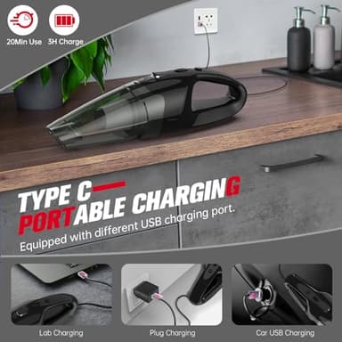 BSRCO Handheld Vacuum Cordless, Lightweight 1.65 lbs Car Vacuum, USB Charge, LED Light, Washable HEPA Filter, Dust Buster for Car, Home, and Pet Hair - Image 5