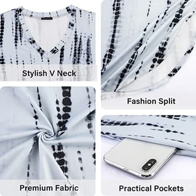 Arolina Women's Summer Maxi Dress Short Sleeve V Neck Casual Loose Long Beach Split Dresses with Pockets - Image 5