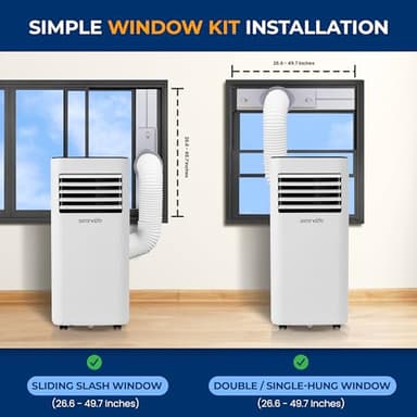 SereneLife Portable Conditioner, 8000 BTU 3-in-1 Compact Standing Air Conditioner for Rooms Up to 300 Sq. Ft., Energy Efficient Floor AC Unit with Remote Control, Universal Casters, Window Mount Kit - Image 5