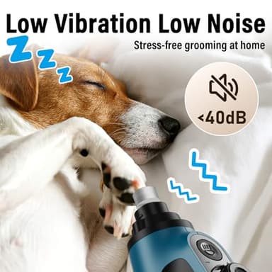 Casfuy Smart 6-Speed Dog Nail Grinder - 50% More Power Pet Nail Grinder with 2 LED Lights Quiet Rechargeable Electric Dog Nail Trimmers File Toenail Grinder for Large Medium Small Dogs & Cats (DB) - Image 4