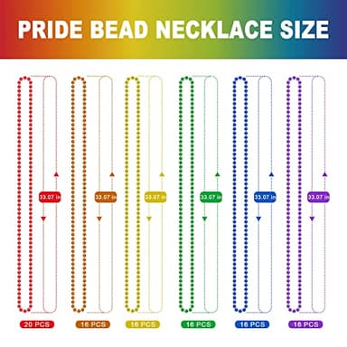 EOBOH Pride Beads Stuff, LGBTQ Necklace Accessories,100PCS 6 Kinds of LGBTQ Metallic Beads Necklaces Bulk, Gay Lesbian Pride Necklace, Costumes Decor for Pride Month Parade Throws Party Favors - Image 3