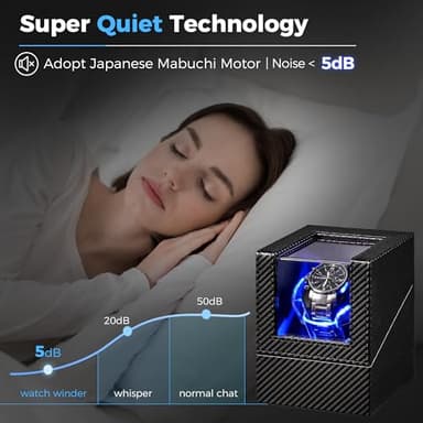 ANWBROAD Watch Winder for Automatic Watches, 4 Modes Automatic Single Watch Winder with Next Gen LED Crystal Design, Rotating Watch Case with Super Quiet Motor, Type-c Adapter or Battery Powered - Image 8