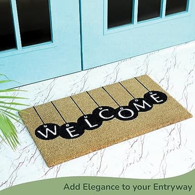 Eco Living Welcome Mats, Natural Coco Coir Mat with Non-Slip PVC Backing, Indoor Outdoor Mats for Entryway, Rustic Decor for Front Door, All-Weather Floor Mats with Print, Beige & Black, 30”x17” - Image 5