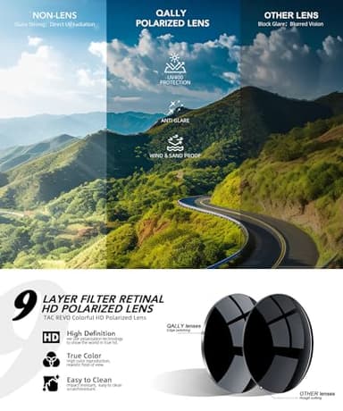 QALLY Polarized Sunglasses Men, Mens Sunglasses Polarized UV protection Lightweight Sun Glasses for Driving Fishing Golf - Image 6