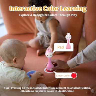 alilo Smarty Bunny Baby Rattle Musical Light Up Toys, Infants Newborns Baby Toys 0-3-6-12-18-24 Months,1 Year Old Boy Girl Gifts, 4 Music Modes and Color Recognition Function with 9 Color Card - Image 4