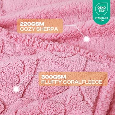 Luciphia Waterproof Dog Blanket for Medium Large Dogs Washable Bed Couch Protector Soft Fluffy 3D Heart Jacquard Pet Blanket with Sherpa Fleece Cozy Calming Throw Blankets, Pink 65x57 inch - Image 3