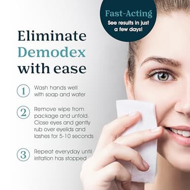 NOVEHA Demodex Eyelid & Lash Wipes | Box Of 60 Individually Wrapped Extra Strength Cleansing Eyelash Wipes - Battle Itchy & Irritated Eyes associated with Demodex Mites, Naturally Remove debris - Image 4
