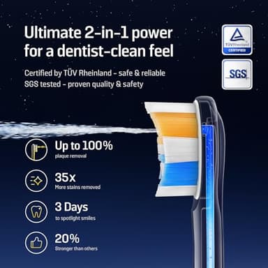 Soocas NEOS II - Electric Toothbrush with Water Flosser, Sonic Electric Toothbrush for Adults, Cordless Water Flosser for Travel, Portable Oral Irrigator, Up to 100% Plaque Removal, Dark Violet - Image 2