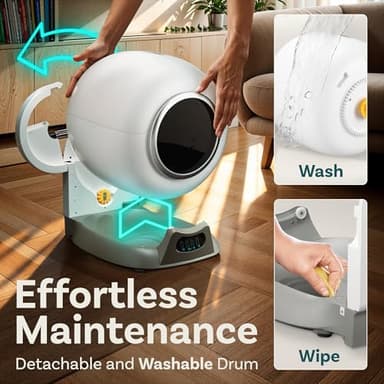 PetCove Self Cleaning Litter Box with Auto Safety Sensors for Multiple Cats - Automatic Cat Litter Box Self-Cleaning - Covered Odor Removal with APP Control - Compatible On All WiFi - Electric Robot - Image 7