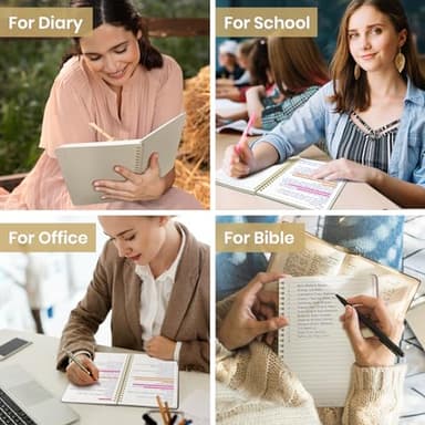 ZOTIA Lined Spiral Journal Notebook for Women, A5 College Ruled Journals for Writing, Hardcover Notebooks for Work, Note taking and Office School Supplies,140 Pages - Grey Beige - Image 7