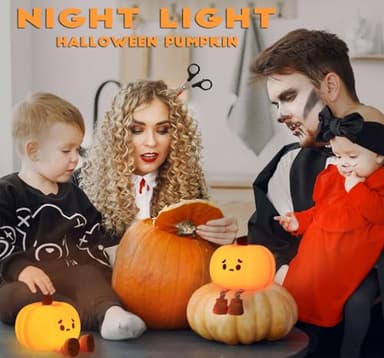 DREAMING MY DREAM Cute Pumpkin Lamp,Halloween Decor Night Light Silicone LED Lamp Rechargeable Bedside Touch Lamp,Nursery Pumpkin nightlight for Kids,Breastfeeding for Baby - Image 6