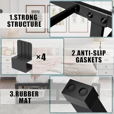 Yitong Angel 14 Inch Queen Bed Frame,3500 lbs Heavy Duty Metal Platform, Steel Slats Support/No Box Spring Needed/Noise Free/Non-Slip/Easy Assembly - Image 6