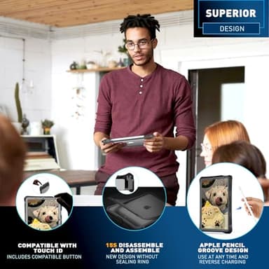 2024 iPad Air 6th/5th/4th Gen Waterproof Case - 360 Full-Body Protection, Easy Access to Apple Pencil & Touch ID, with Portable Stand, Lanyard, & Shockproof Cover for iPad Air 11 Inch & 10.9 Inch - Image 7
