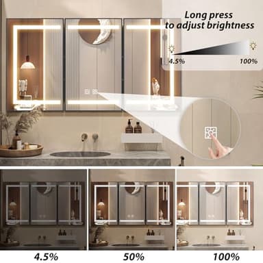 APRILSOUL 48X32 Inch Black Bathroom Medicine Cabinet with Mirror, Recessed or Surface Lighted Medicine Cabinet with 3 Colors Temperature, Dimmable Light - Image 5