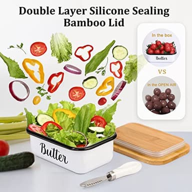 LANDNEOO Butter Dish with Lid and Butter Curler Knife - Unbreakable Stainless Steel Keeper Container with Double Silicone Sealing, for Kitchen Farmhouse Decor - Image 5