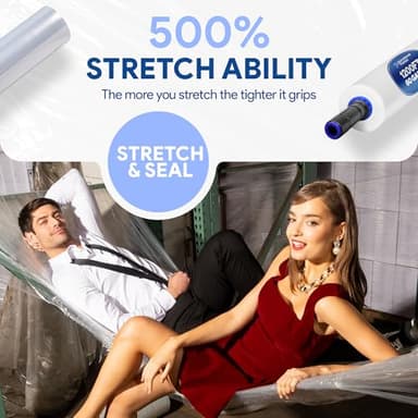 International Plastics Co. 15" Plastic Stretch Film Wrap with Extended Handles 1200ft Each 500% Stretch Clear Cling Durable Adhering Packing Moving Packaging Heavy Duty Shrink - Image 3