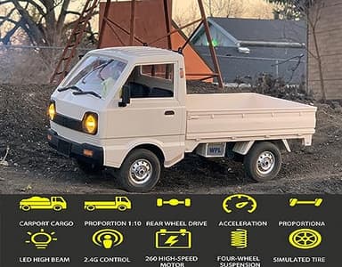 Apawband WPL D12 RC Car 1/10 RC Drift Car RTR Remote Control Car, Kei Truck Crawler Off Road 2.4G with Proportional Throttle Steering 260 Motor Rear Drive Hobby Grade Toy Adult Age 16+ - Image 4