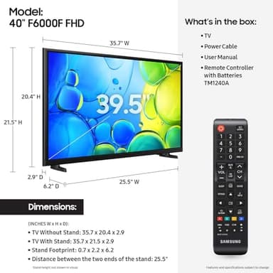 SAMSUNG 40-Inch Class Full HD F6000 Smart TV (2025 Model) HDR, Object Tracking Sound Lite, Knox Security, One UI Tizen, Smart TV - Image 2