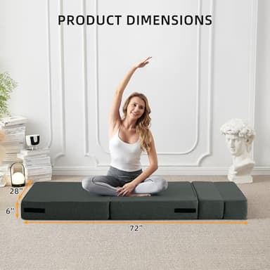 FILUXE Convertible Folding Sofa Bed - Sleeper Chair with Pillow, Modern Linen Fabric Floor & Futon Couch, Foldable Mattress for Living Room/Dorm/Guest Use/Home Office/Apartment, Single Size, Dark Gray - Image 2
