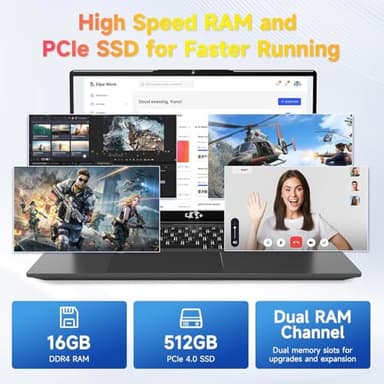 NIMO 15.6" Light-Gaming-Laptop, 8 Cores AMD Ryzen 7 Pro 6850U 8GB LPDDR5 RAM 256GB SSD (Beat i7-1360P Up to 4.7GHz) AMD Radeon 680M GPU IPS FHD Computer with 100W Type-C Backlit Keyboard Fingerprint - Image 2