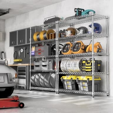 M MZG Steel Storage Shelving 5-Tier Utility Shelving Unit Steel Organizer Wire Rack for Home,Kitchen,Office,Garage, 1750 LBS Capacity 17.7" D x 47.2" W x 72.3" H - Image 6