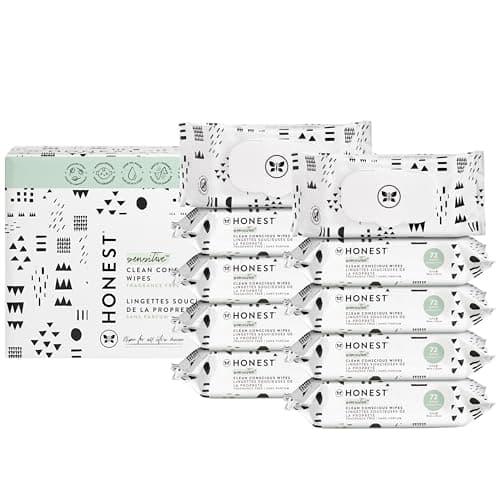 The Honest Company Clean Conscious Multi-Use Wipes | Hypoallergenic + Unscented for Sensitive Skin | Over 99% Water, Compostable, Plant Based, Baby Wipes | Pattern Play, 720 Count - Image 1