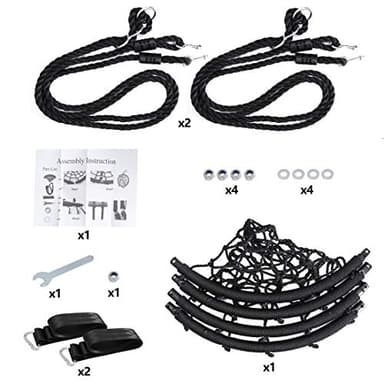 SUPER DEAL 40'' Spider Web Tree Swing Round Net Swing Platform Rope Swing Set for Kids Adult, 71" Detachable Nylon Rope with Swivel for Outdoor Backyard, Max 660 Lbs Extra Safe Steel Frame, Black - Image 5