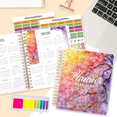 Planner 2025-2026, Large 18 Months Academic Daily Weekly Monthly Planner Yearly Agenda July. 2025–Dec. 2026, 7.9" x 9.8", Page Tabs, Separator Page, Pocket Folder, Bookmark, Stickers, Sticky Note Set - Image 8