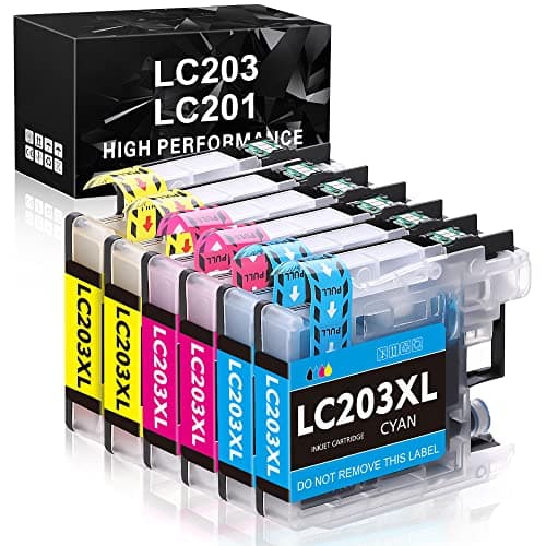 LC203XL Compatible Ink Cartridge Replacement for Brother LC203XL LC201XL LC203 LC201 to Use with MFC-J480DW MFC-J880DW MFC-J4420DW MFC-J680DW MFC-J885DW (2 Cyan, 2 Magenta, 2 Yellow, 6 Pack) - Image 1