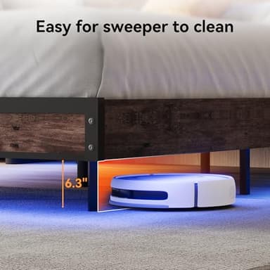 Susalt Queen Size Bed Frame with Storage Headboard, Sturdy Metal Platform Bed Frame with LED Lights and Charging Station, Easy Assembly, No Box Spring Needed, Noise Free, Rustic Brown - Image 7