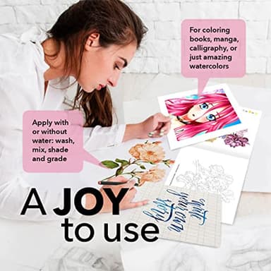 Castle Art Supplies Watercolour Brush Pens Set | 24 Lively Colours, with Flexible Nylon Tips | For adult colouring, painting, lettering – artists and beginners | Travel Case with Extra Water Brush Pen - Image 4