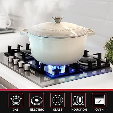 Mueller 6qt Enameled Cast Iron Dutch Oven, Heavy-Duty Casserole and Braiser Pan with Lid and Knob, Oven-Safe up to 500° F & Across All Cooktops, White - Image 5