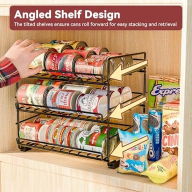 SUFAUY 3 Tier Can Organizer for Pantry, Holds 36 Cans, Heavy Duty Metal, Black - Image 5