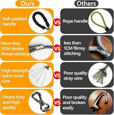 NTR Long Dog Leash, 20FT Check Cord with Swivel Lockable Hook and Comfortable Padded Handle for Reflective Dog Leash for Small Medium and Large Dogs Walking Training Hiking Camping Playing - Image 5