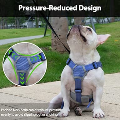 Huntboo Escape Proof Dog Harness, Escape Artist Harness, Reflective Dog Harness with Handle, Durable,Adjustable Vest for Small Medium Large Dogs Walking, Training, and Running Gear(Technicolor Blue,M) - Image 5