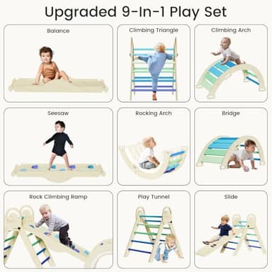ElegantCrafts Pikler Triangle Set with Cushion, Montessori Climbing Set, Indoor Climb Toys, Indoor Playground Jungle Gyms, 9 Combinations Climbing Toy Set for Toddler, Baby, Kids 1-4 - Image 6