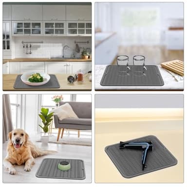 ZLR Silicone Dish Drying Mat for Kitchen Counter, Eco-Friendly Fast Dry Dish Mat, Easy Clean Multi Usage Drying Matt, Heat Resistant Trivet, 12" x 16" Large, Dark Gray - Image 9