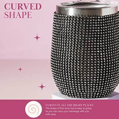 Paris Hilton Diamond Bling Wine Tumbler, Vacuum Insulated Stainless Steel with Easy Sip Lid, Bedazzled with Over 2500 Rhinestones, 12-Ounce, Black - Image 8