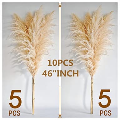 10 Stems 46" inch Dried Pampas Grass Decor Tall, Large Pompas Grass, Boho Neutral Home Decor Bouquet, Fluffy Pampass Grass for Floor Vase Wedding Floral Arrangements Wall Farmhouse Table Decor - Image 5