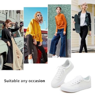 hash bubbie Unisex Slip on Sneakers Women's Canvas Sneakers Classic Non Slip Canvas Shoes Casual Tennis Shoes for Men（White.US8.5W/6.5M） - Image 4