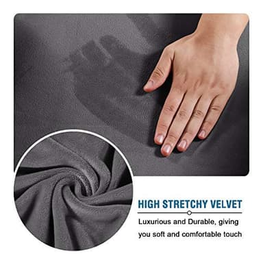 H.VERSAILTEX 4 Pieces Thick Velvet Sofa Covers Couch Covers for 3 Cushion Couch Sofa High Stretch Slipcovers Furniture Protector Form Fit Luxury Couch Cover for Dogs Width Up to 90 Inch(Sofa,Grey) - Image 5