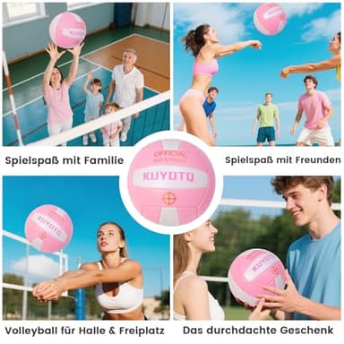 KUYOTQ Pink Outdoor Volleyball Official Size 5 Thickened Surface Soft Leather in&Outdoor Volleyball for Youth Adults,Beach Play,Game,Training(Deflated) - Image 4