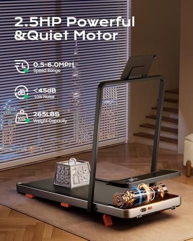TREAFLOW Walking Pad,Treadmill with Incline for Home Office, 2.5HP Portable Under Desk Treadmill with 265 Lbs Capacity,Remote Control, Led Display - Image 4