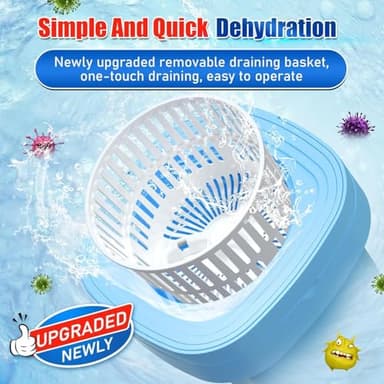 Folding Washing Machine, 11L Mini Washing Machine with 3 Cleaning Modes, Suitable for Baby Clothes, Underwear, Socks, Portable Washing Machine Folding Design Suitable for Apartments, Camping & Travel - Image 5