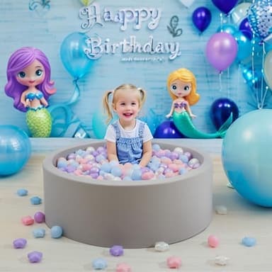 GOGOSO Ball Pit Balls for Toddlers Phthalate-Free BPA-Free Non-Toxic Crush Proof Soft Plastic Play Balls Baby Kids Shape Tent Pool Playhouse Playpen Party Decor, Pink Blue Purple White,100PCS - Image 7