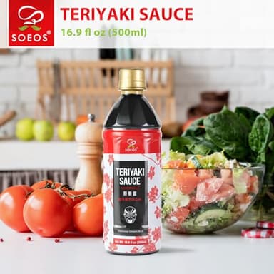 Soeos Teriyaki Marinade and Sauce, 16.9 Fl Oz (500 ml), Sweet and Savory Flavor, Perfect for Stir-Fry, Barbecue, Marinating, Versatile Sauce for Meat, Salmon, Noodle and Vegetable, Easy to Pour Out - Image 3